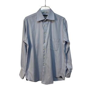 Studio Zanetti Men’s 100% Cotton Dress Shirt‎ Color Blue Size 16.5/42 pre-owned
